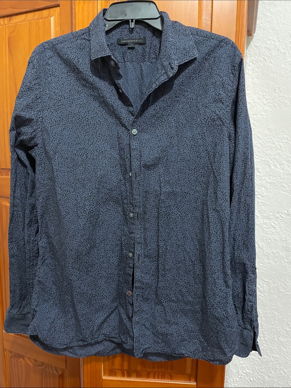 John Varvatos Navy and black Long-Sleeve Button-Down Shirt